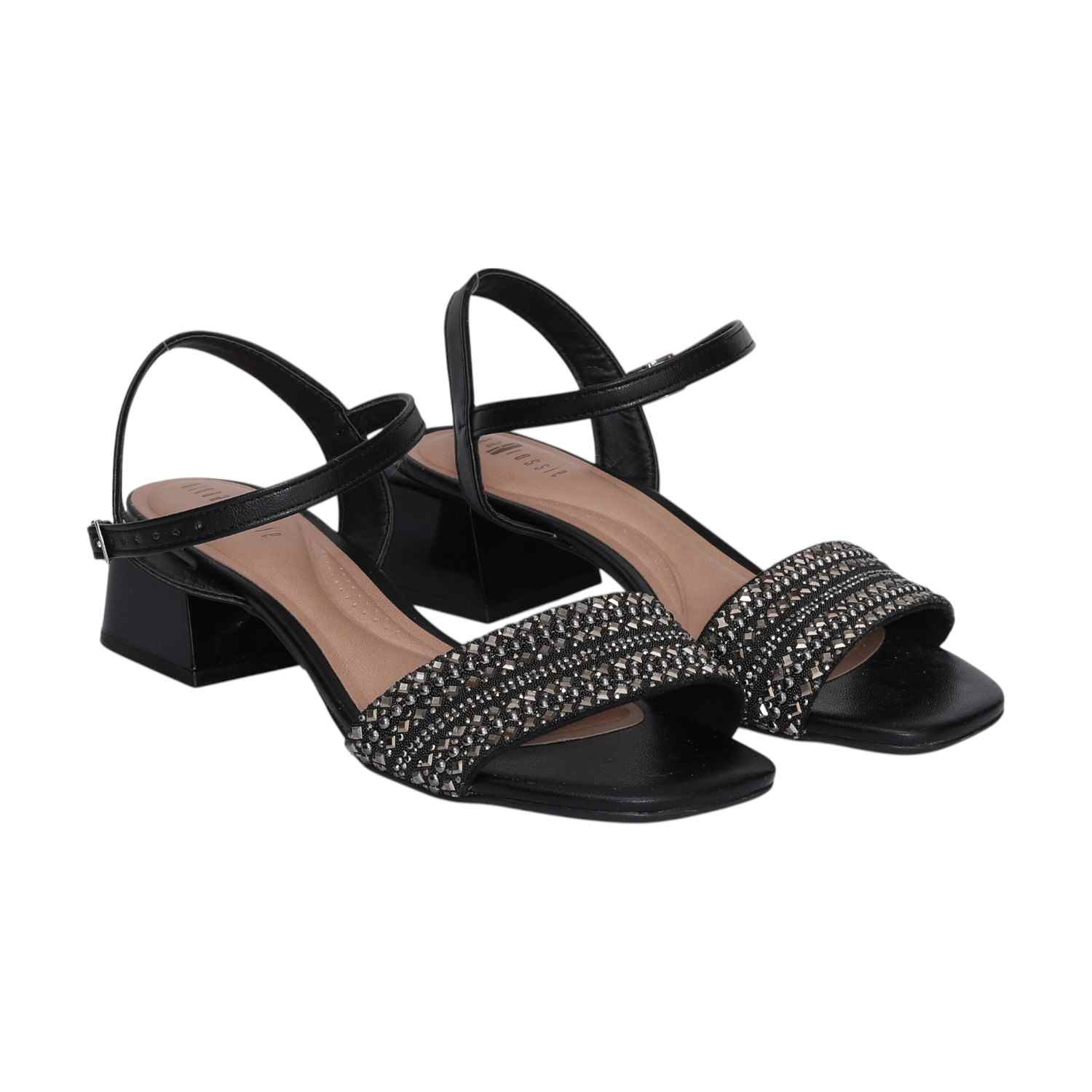 Women Sparkle Strap Black Sandals