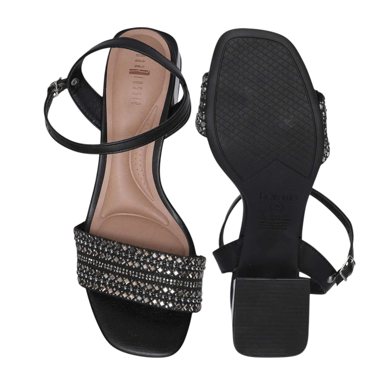 Women Sparkle Strap Black Sandals