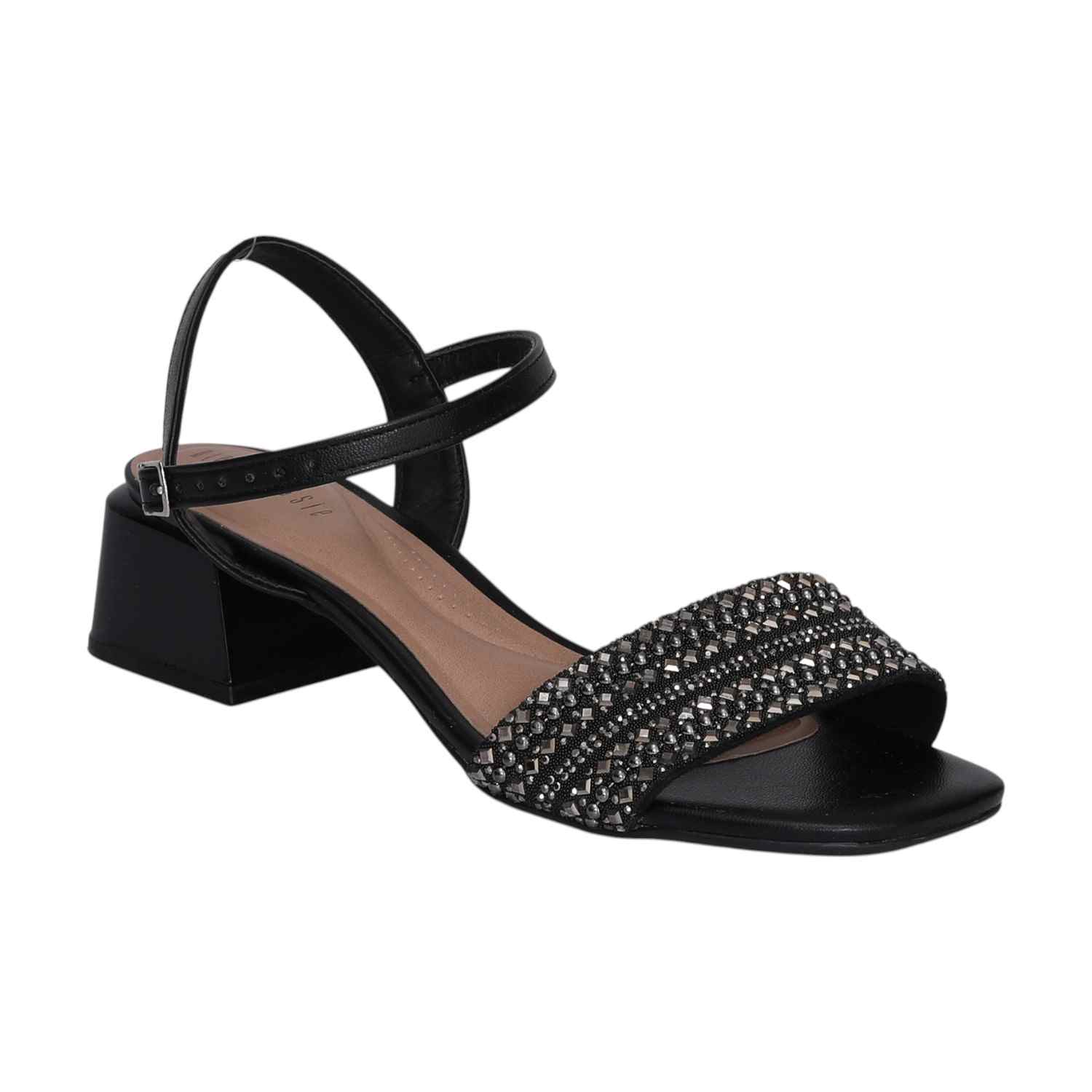 Women Sparkle Strap Black Sandals