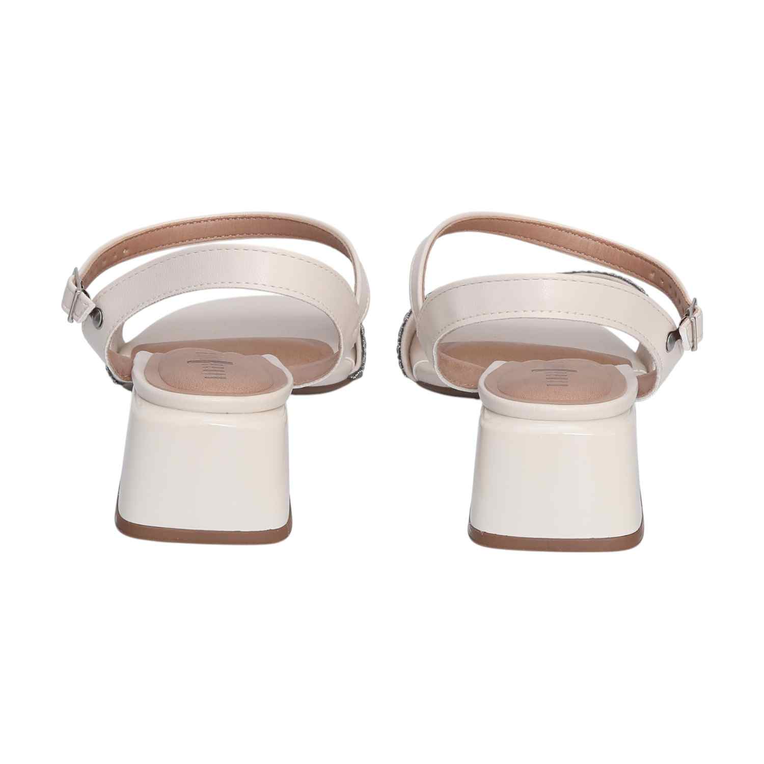 Off White Heeled Sandals with Design for Women