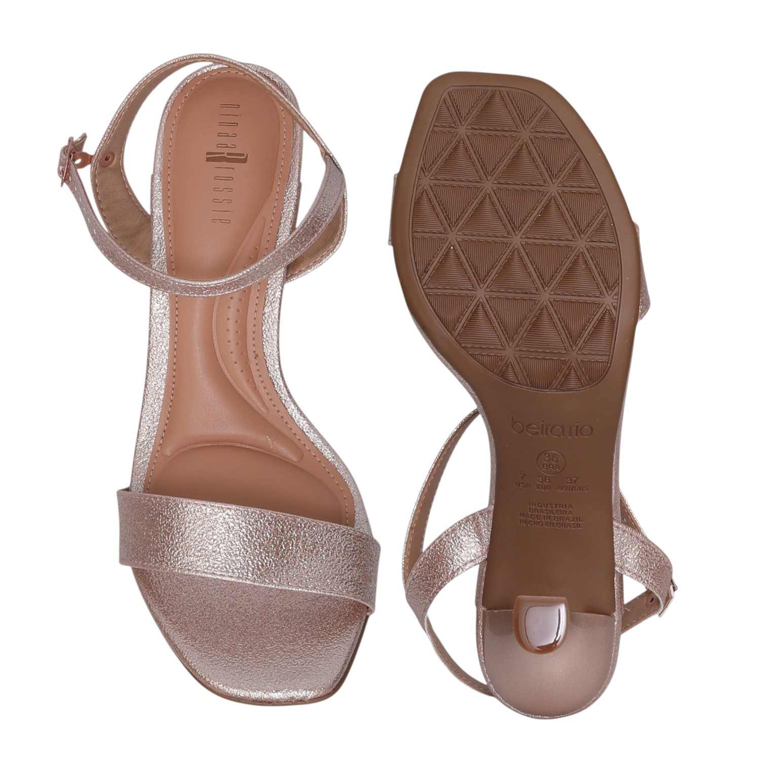 Women Rose  Gold Ankle Strap Heels