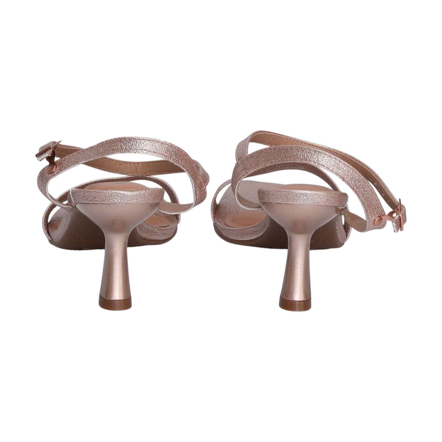 Women Rose  Gold Ankle Strap Heels