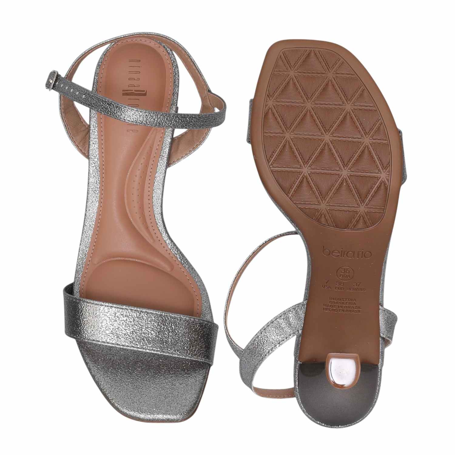 Women Metallic Silver Ankle Strap Heels