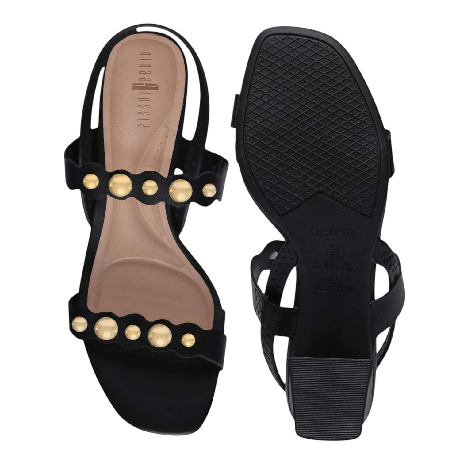 Black Heels with Gold Detailing for Women