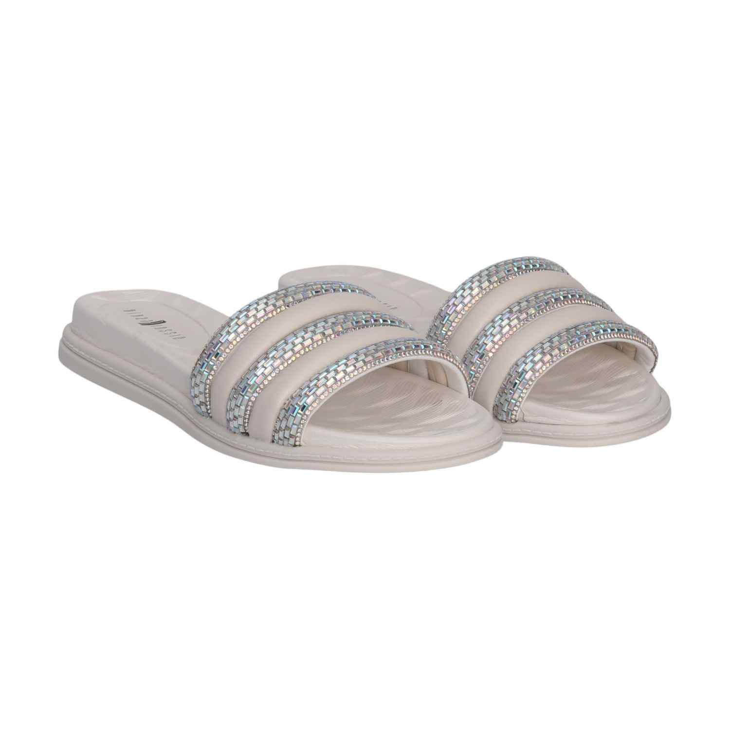 Silver Coloured Flats with Embellishments