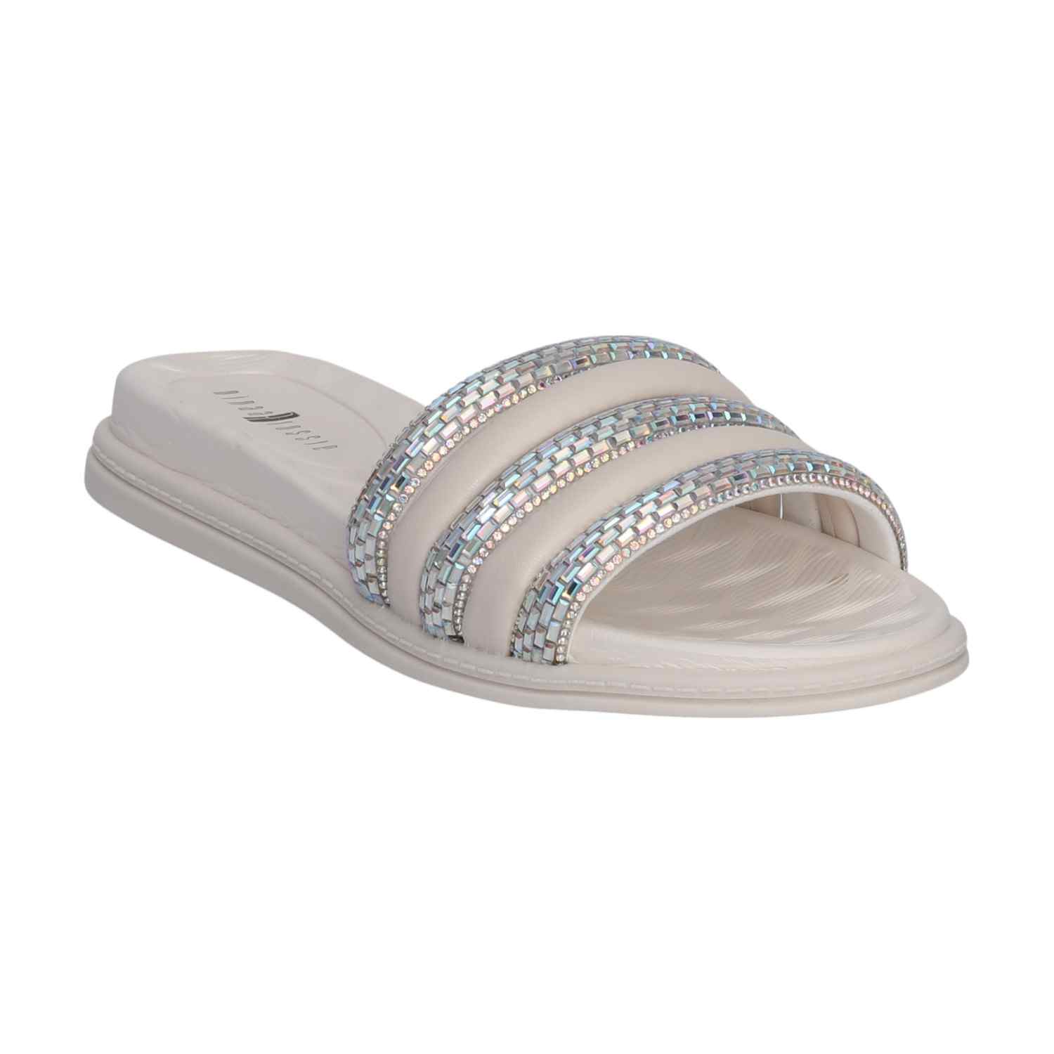 Silver Coloured Flats with Embellishments