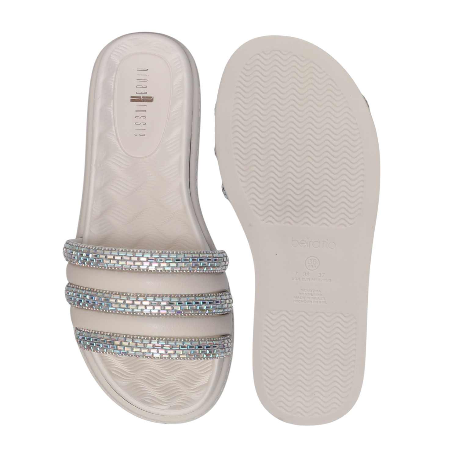 Silver Coloured Flats with Embellishments