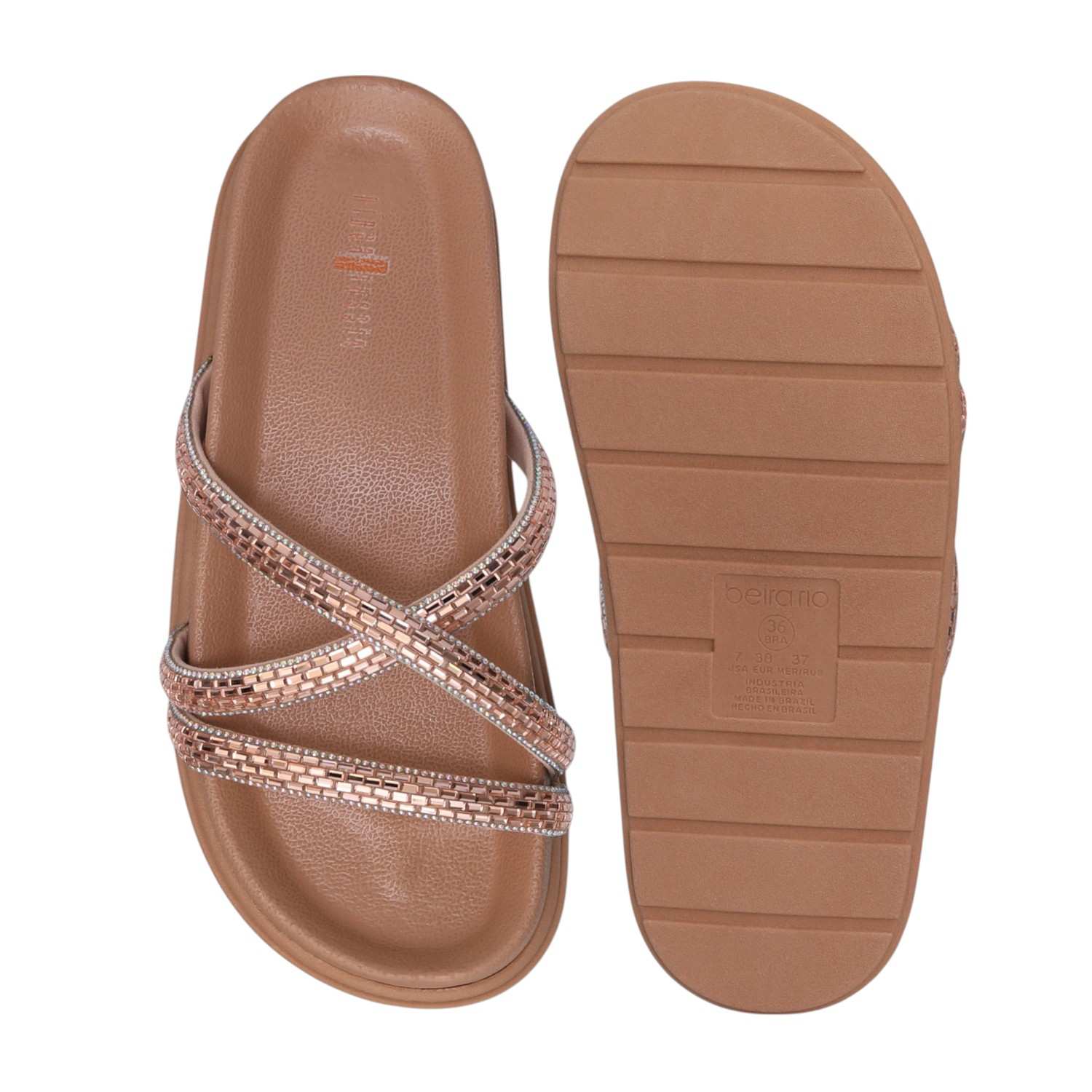 Women Rose Gold Sparkle Band Slides