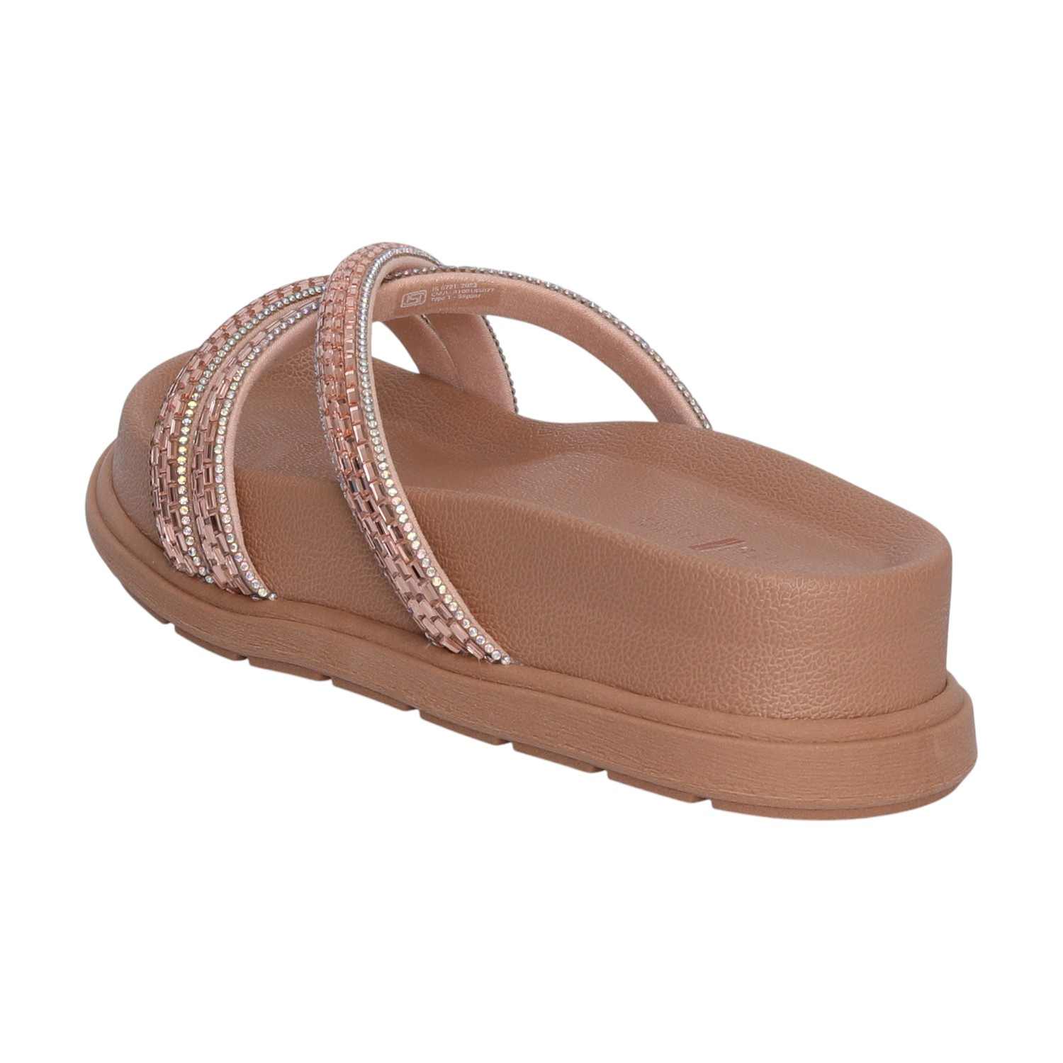 Women Rose Gold Sparkle Band Slides