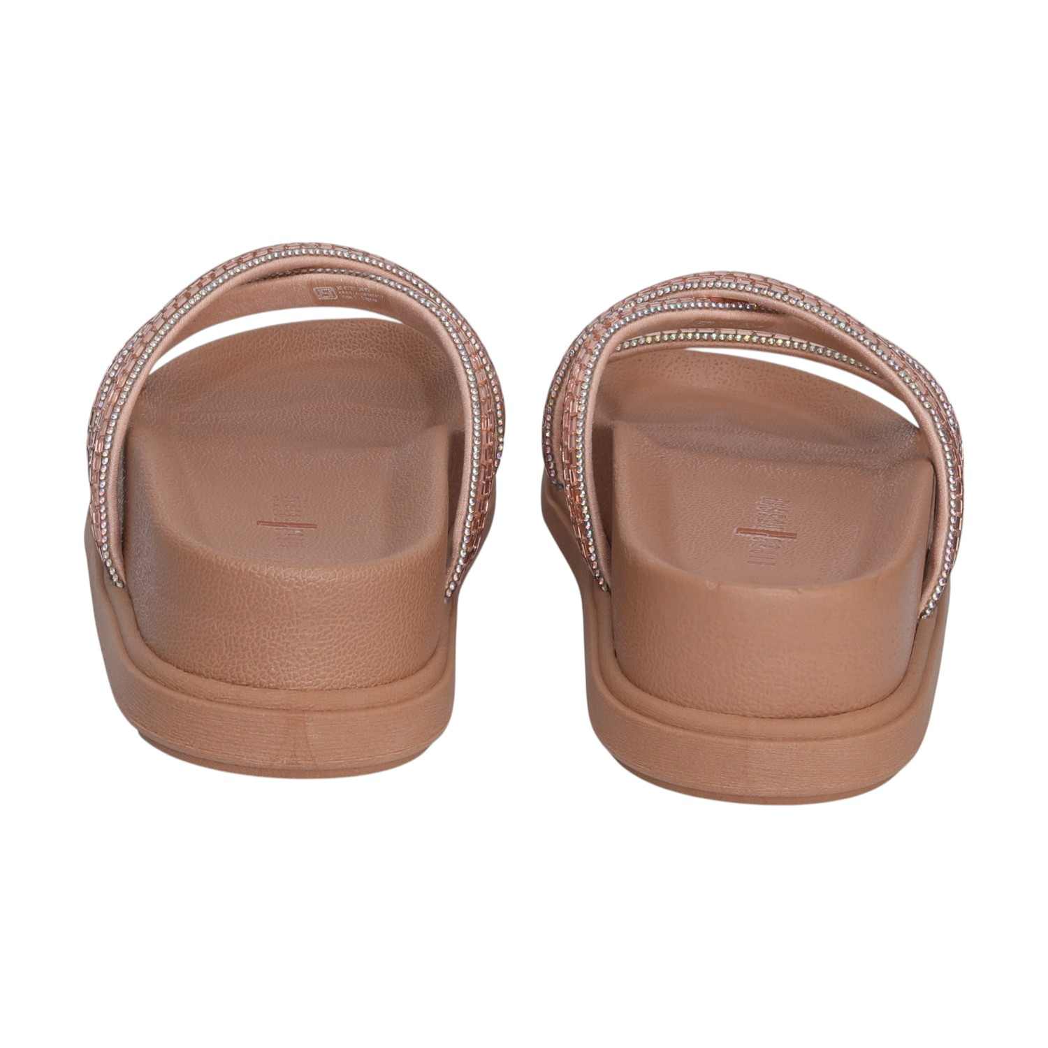 Women Rose Gold Sparkle Band Slides