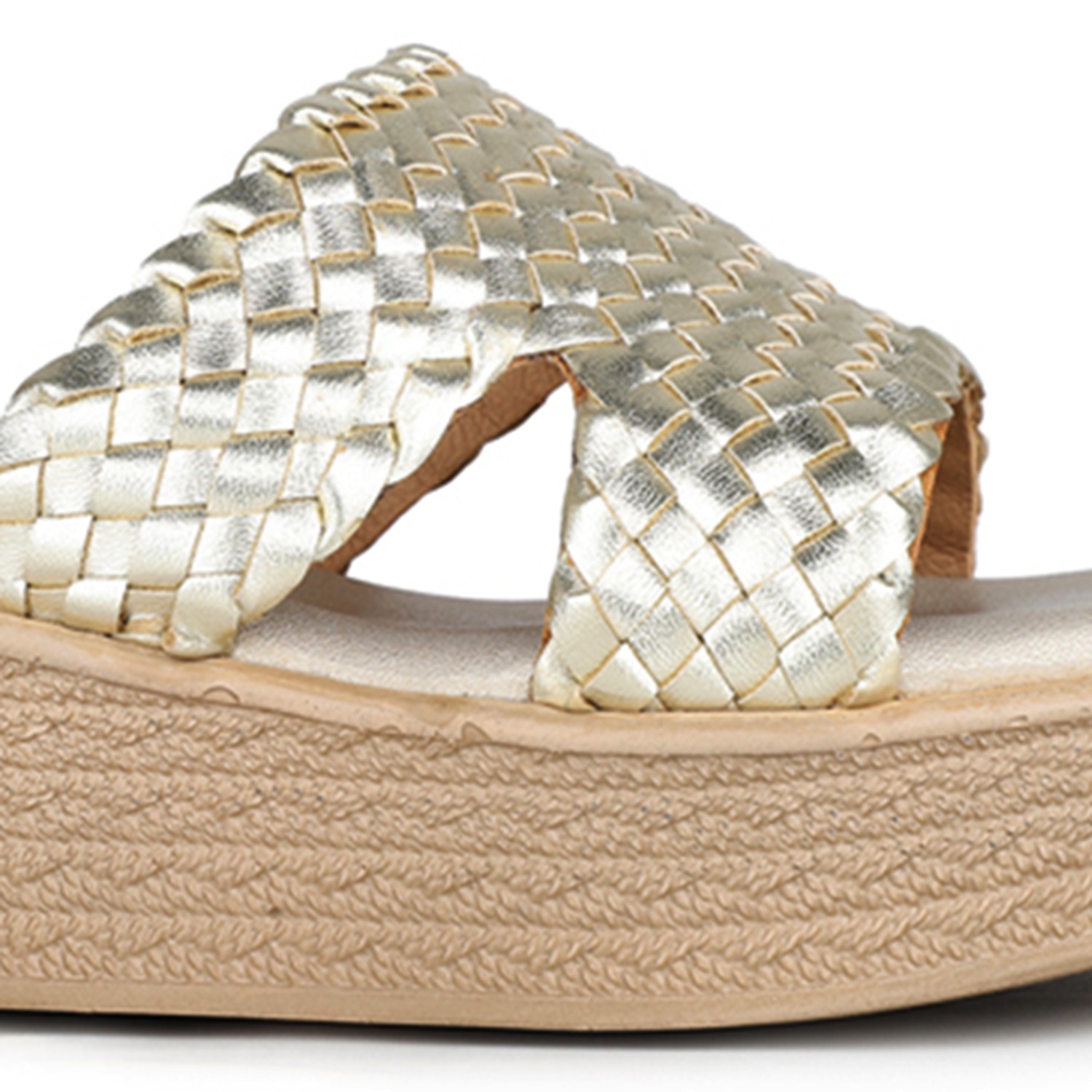 Inc.5 Women Golden Ethnic Solid Round Toe Wedges