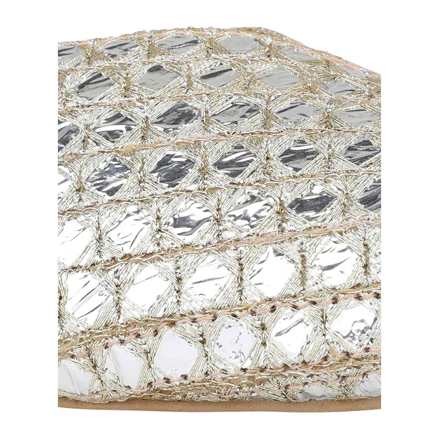Women Gold Embellished Mirror Work Mules