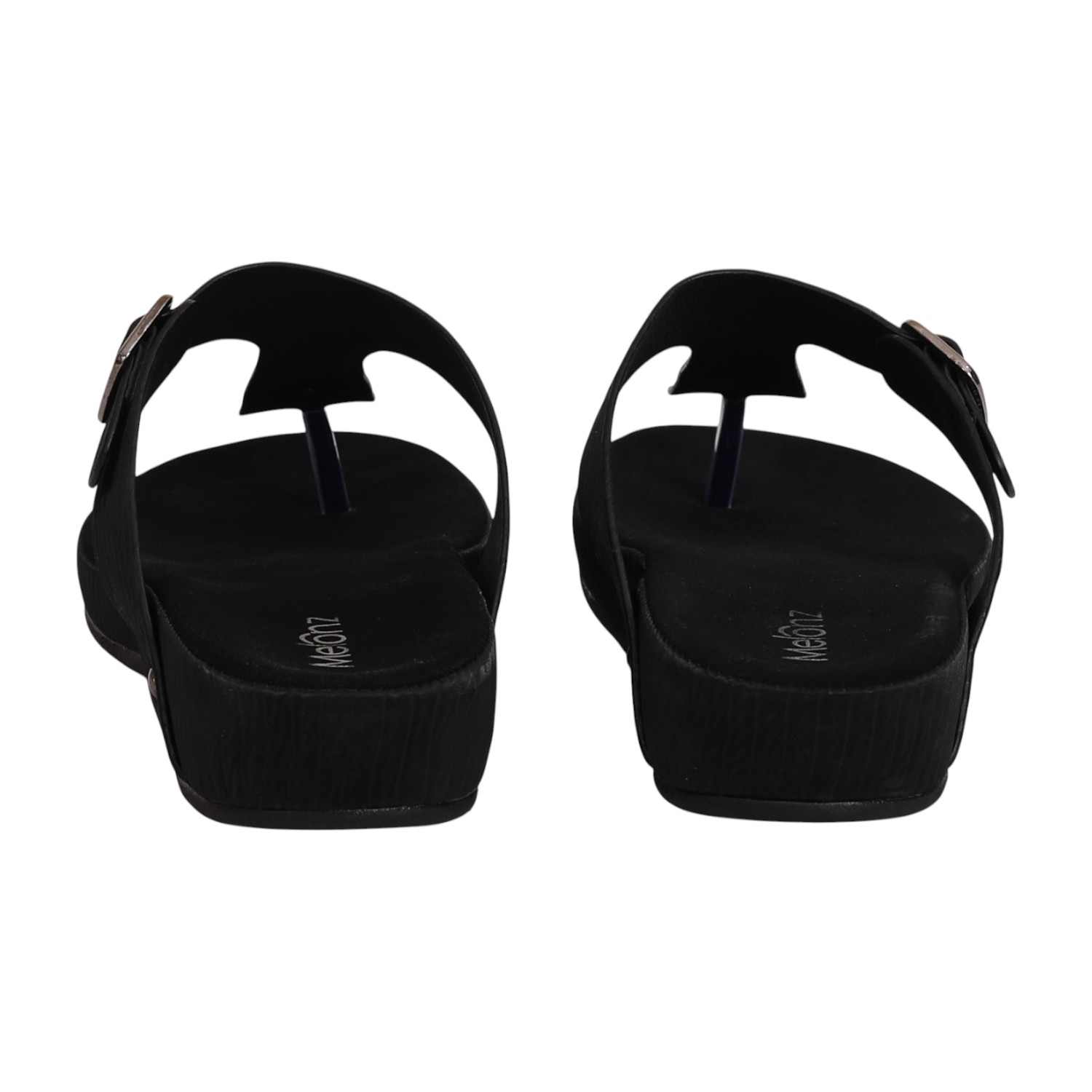 Women Black Buckle Slip on Sandals