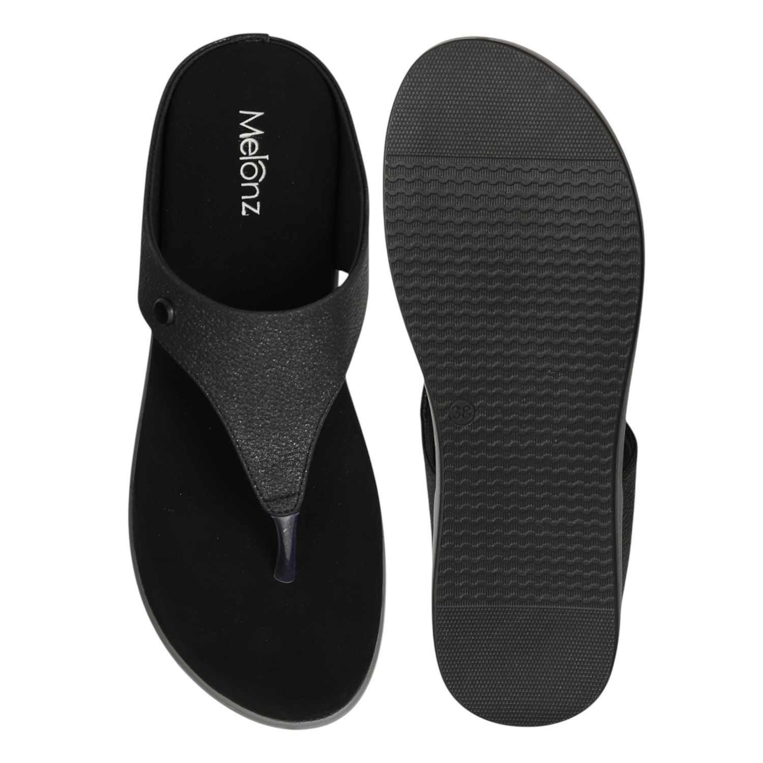 Women Black Spark Wedge Flats