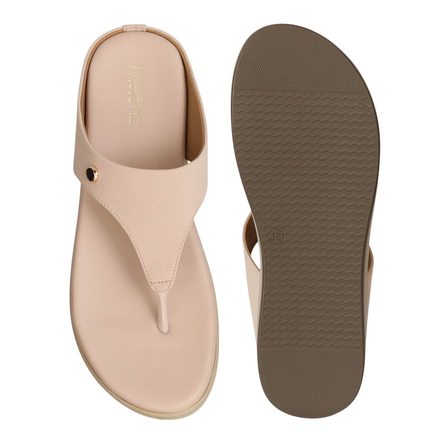 Women Peach Spark Wedge Flats