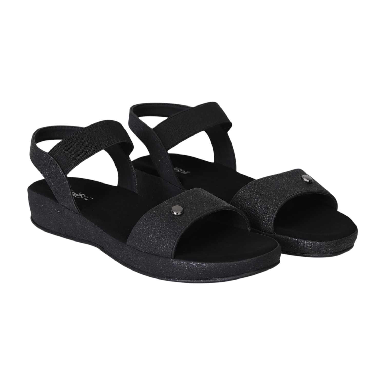 Black Luxe Glide Sandals for Women