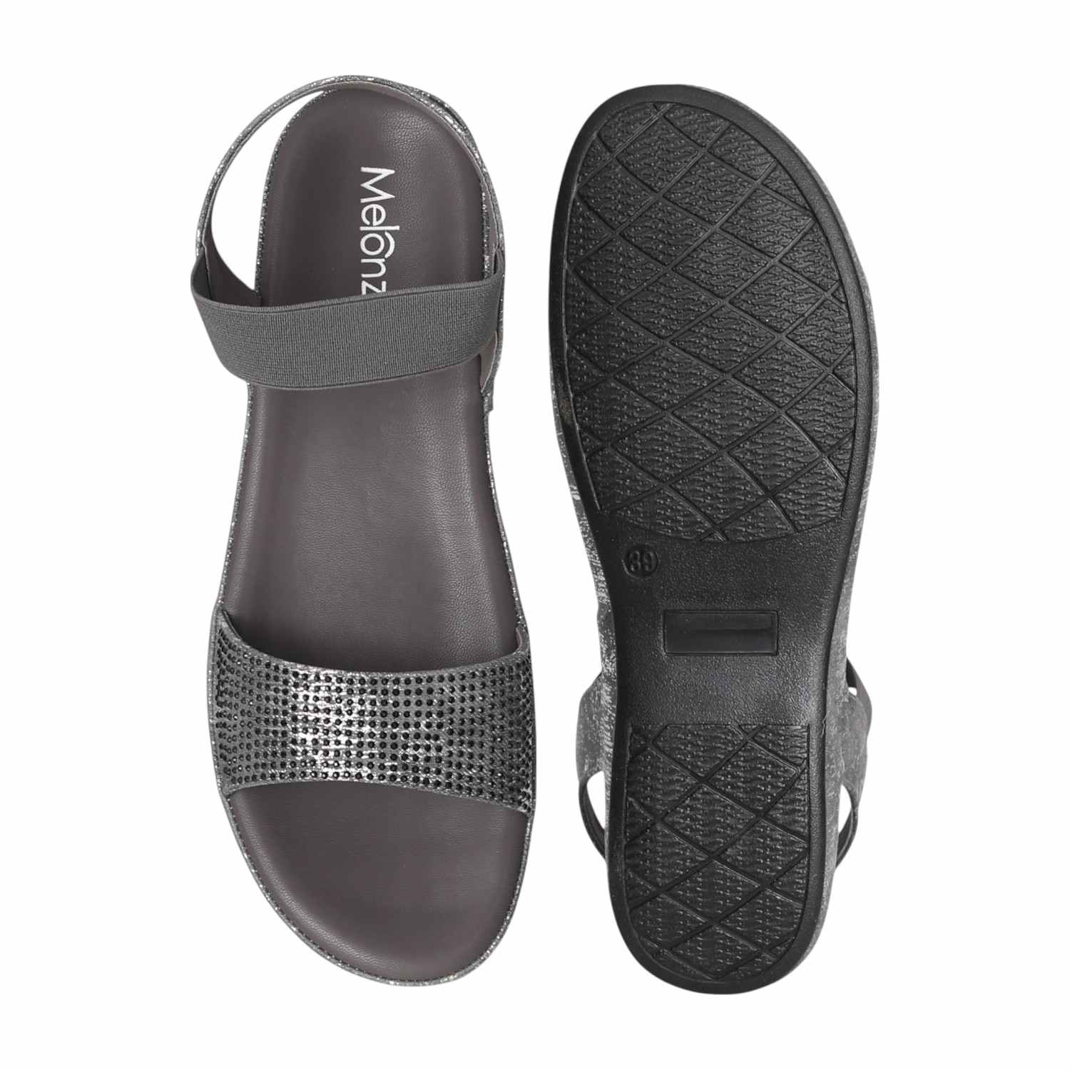 Women Grey Sparkle Ankle Strap Sandal