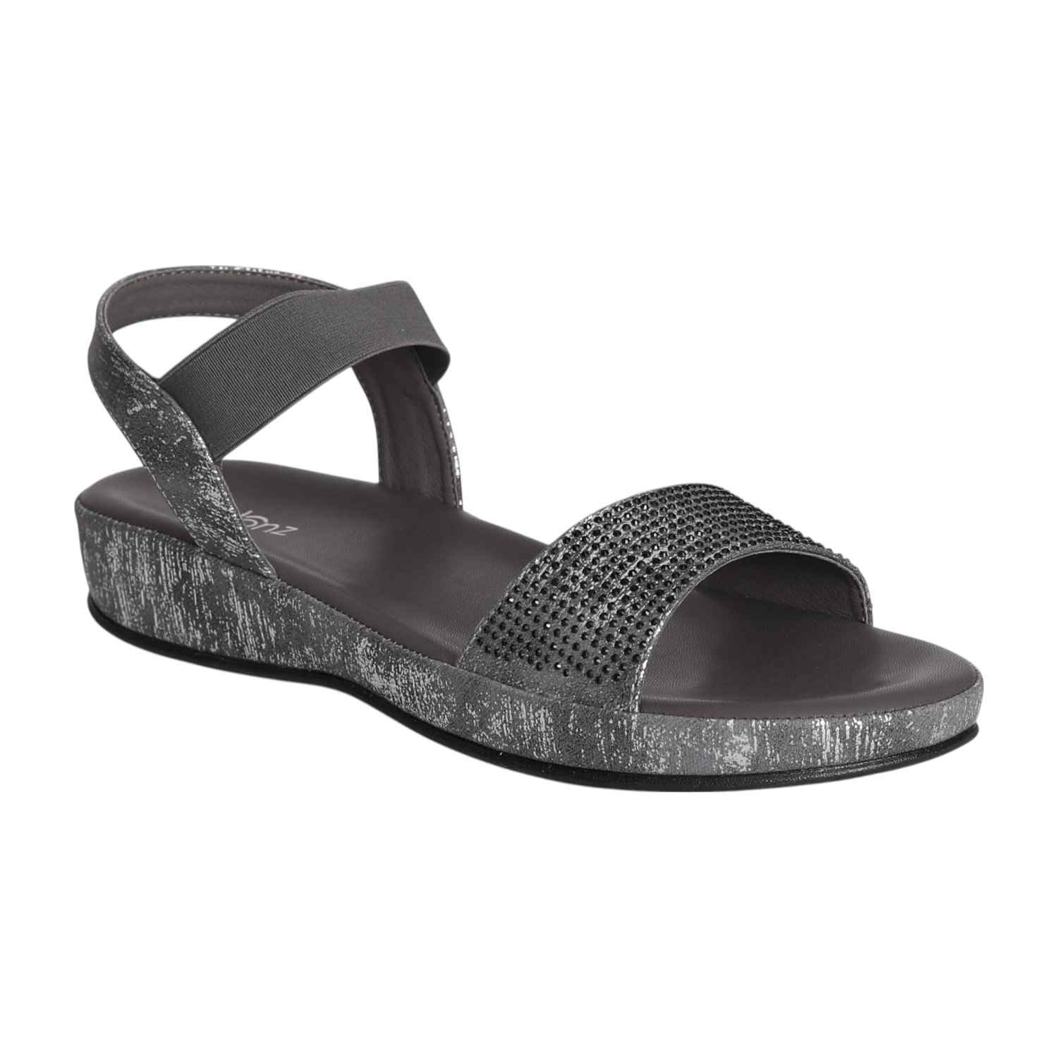 Women Grey Sparkle Ankle Strap Sandal