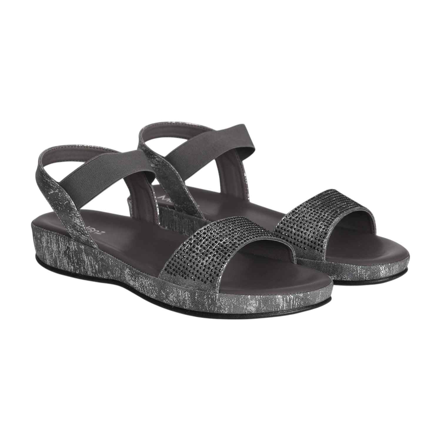 Women Grey Sparkle Ankle Strap Sandal