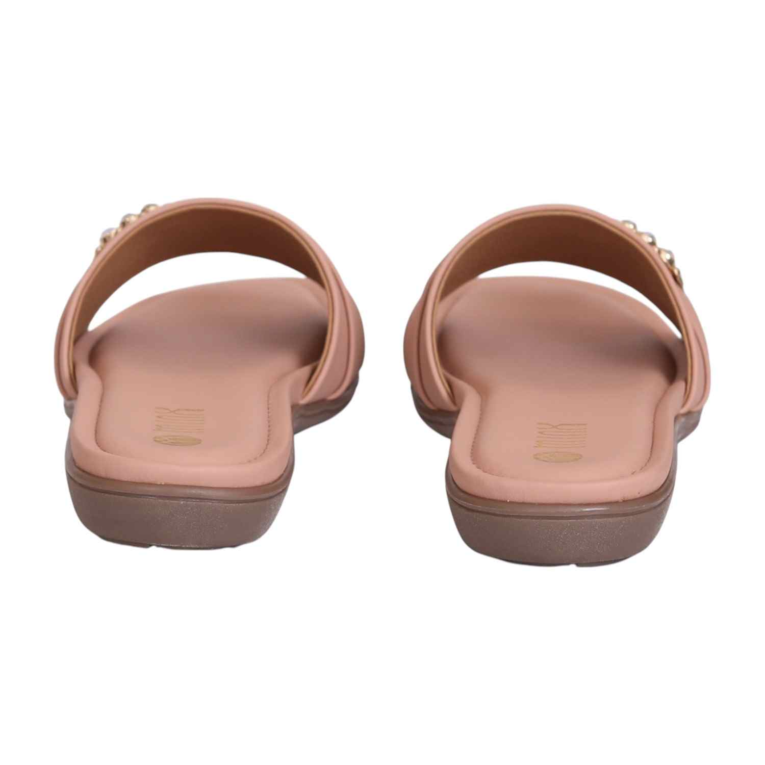 Women Embellished Nude Colored Slip On
