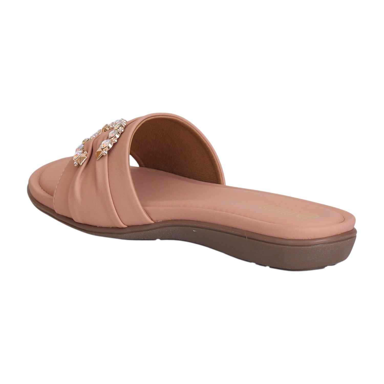Women Embellished Nude Colored Slip On