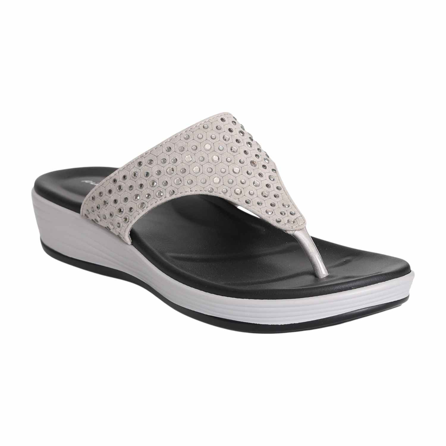 Women's Diamond Hex Glam Wedge Thong Sandal