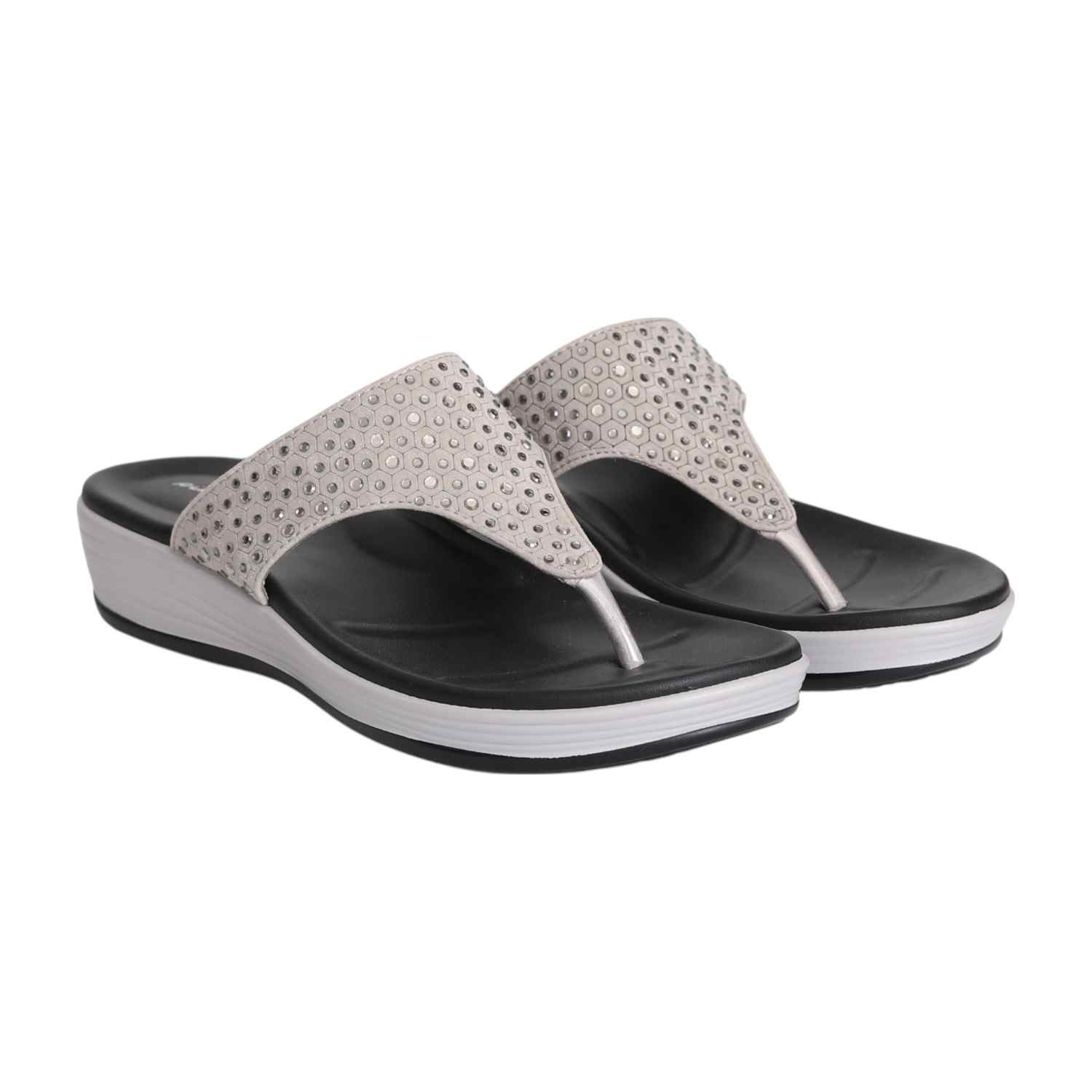 Women's Diamond Hex Glam Wedge Thong Sandal