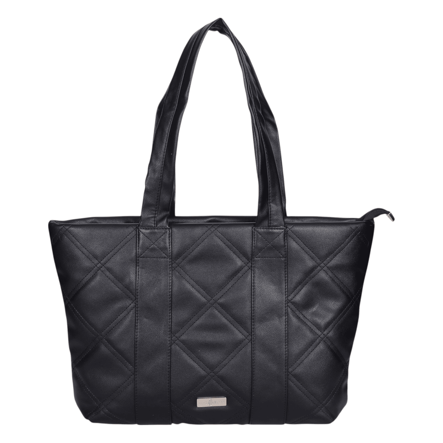 Ninaa Rossie Classic Black Quilted Top-Zip Shoulder Tote