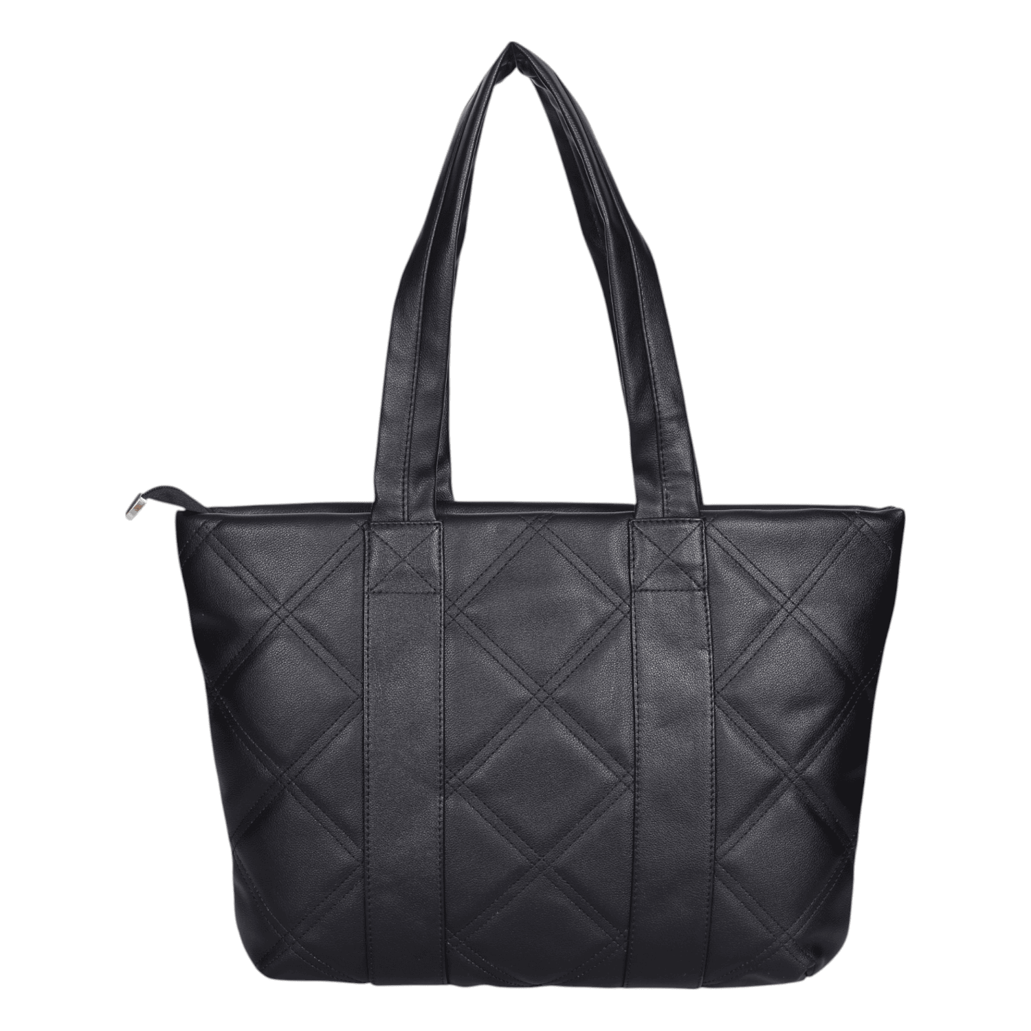 Ninaa Rossie Classic Black Quilted Top-Zip Shoulder Tote