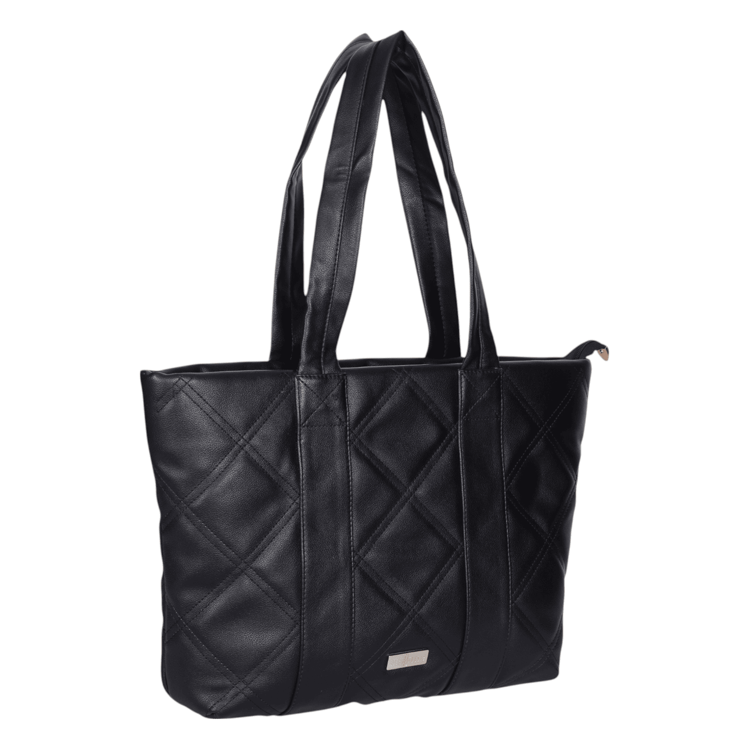Ninaa Rossie Classic Black Quilted Top-Zip Shoulder Tote