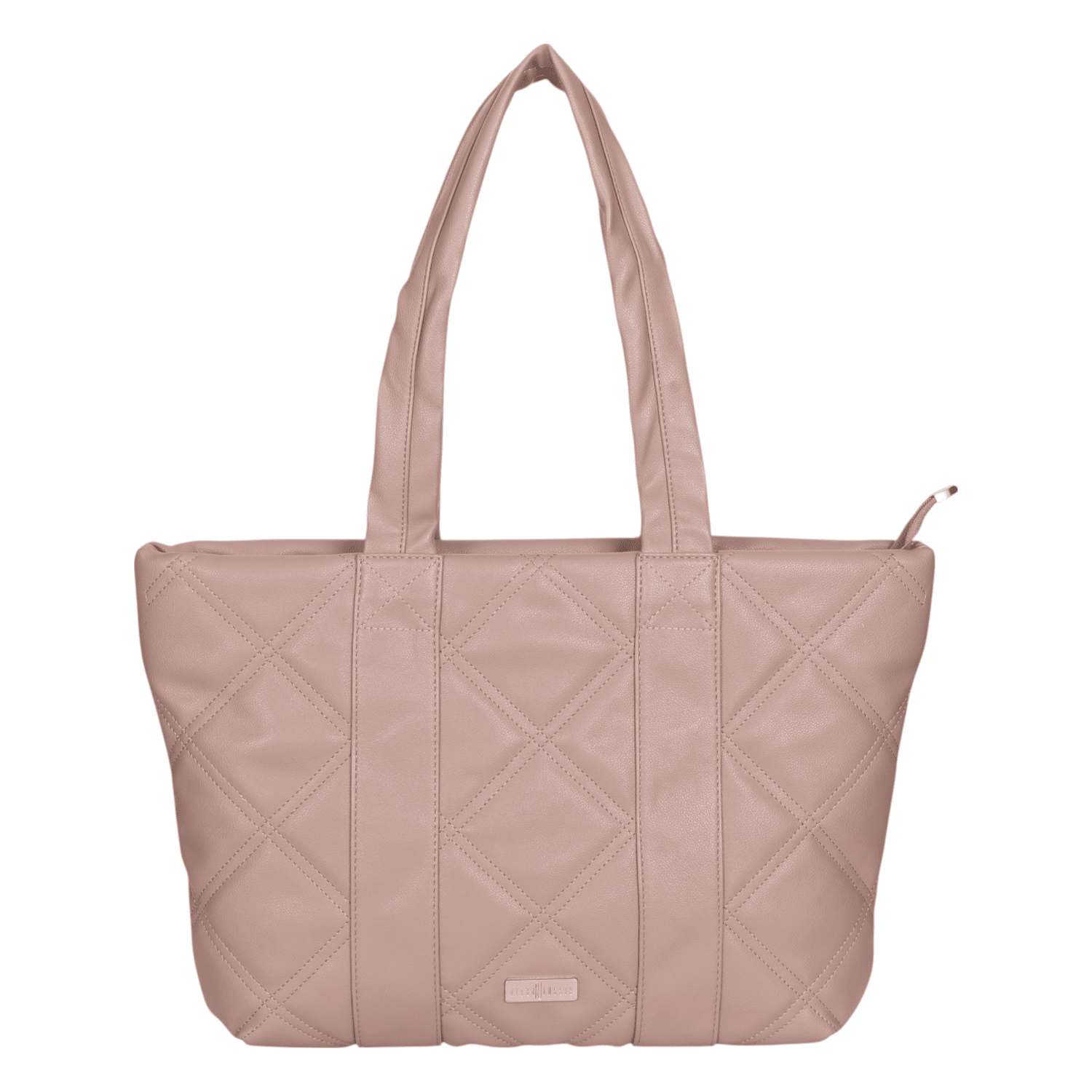 Ninaa Rossie Classic Beige Quilted Top-Zip Shoulder Tote