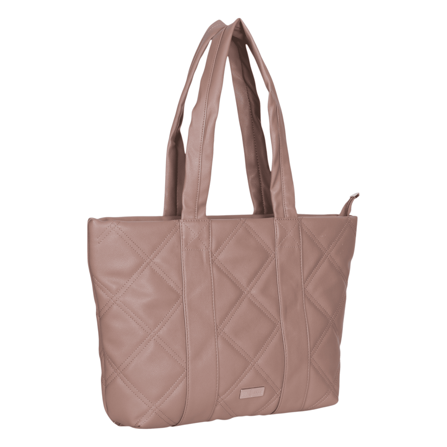 Ninaa Rossie Classic Beige Quilted Top-Zip Shoulder Tote