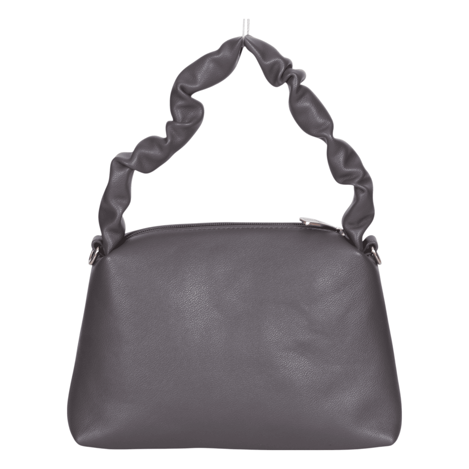 Ninaa Rossie Chic Grey Ruched Handle Shoulder Bag with Detachable Strap