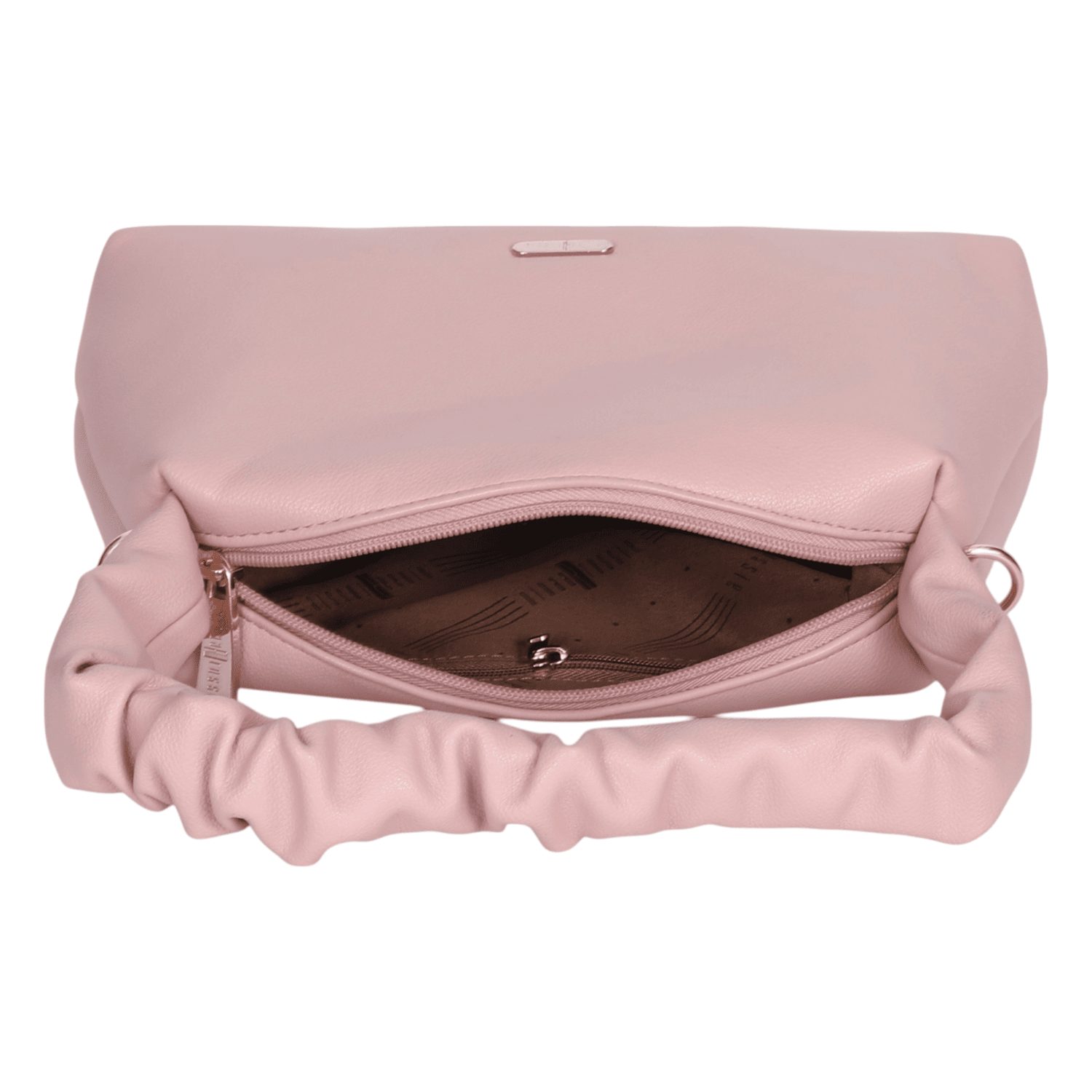 Ninaa Rossie Chic Pink Ruched Handle Shoulder Bag with Detachable Strap