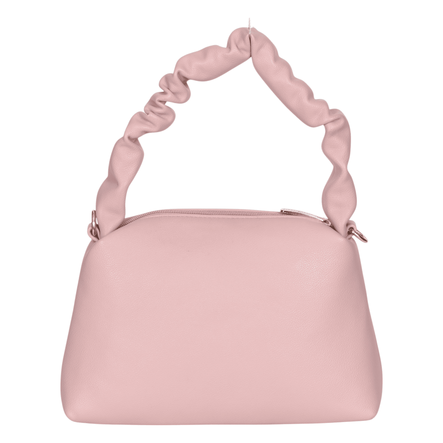 Ninaa Rossie Chic Pink Ruched Handle Shoulder Bag with Detachable Strap