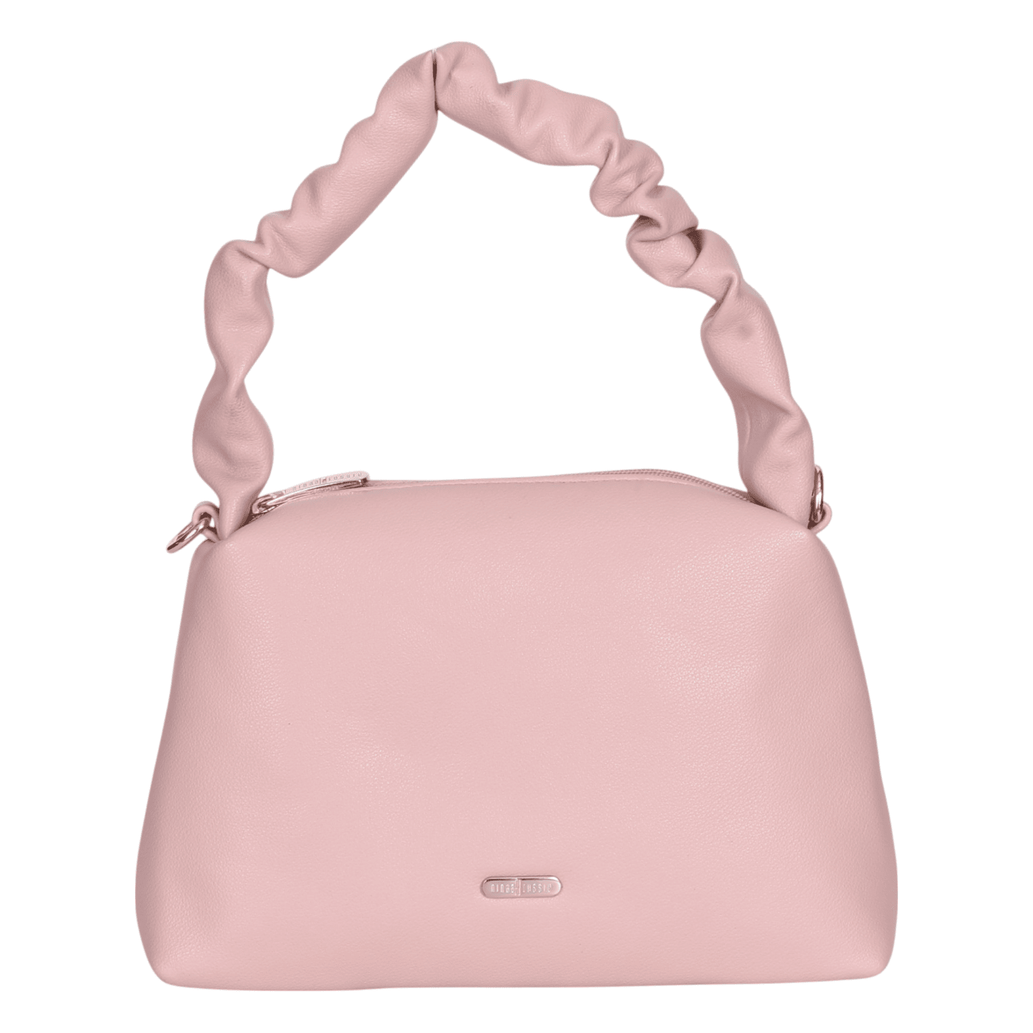 Ninaa Rossie Chic Pink Ruched Handle Shoulder Bag with Detachable Strap