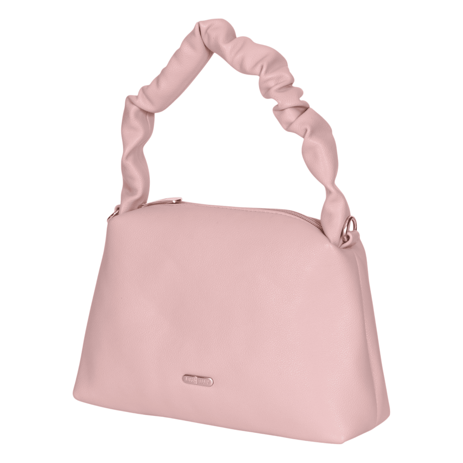 Ninaa Rossie Chic Pink Ruched Handle Shoulder Bag with Detachable Strap