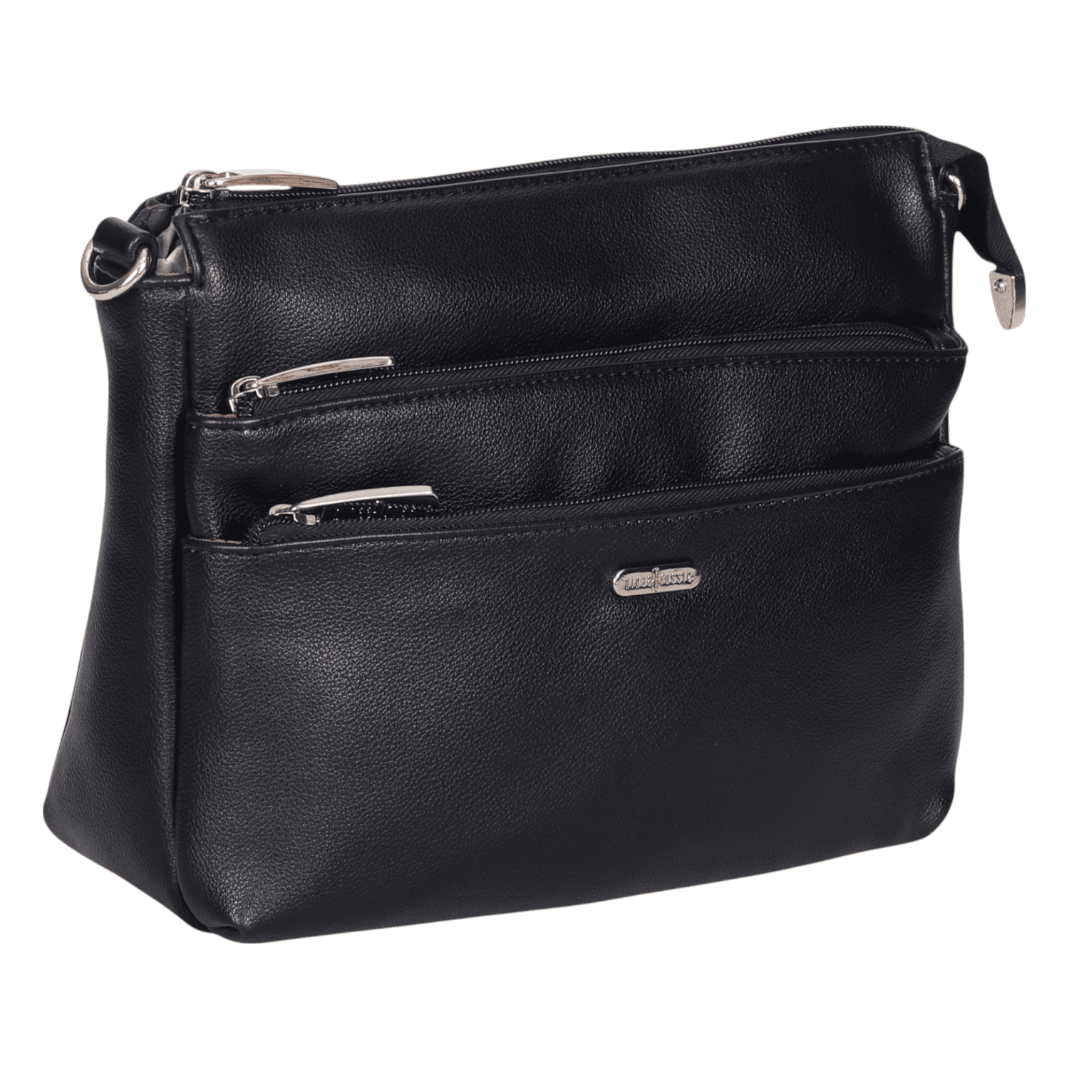 Ninaa Rossie Organized Black Multi-Pocket Crossbody Bag with Detachable Strap