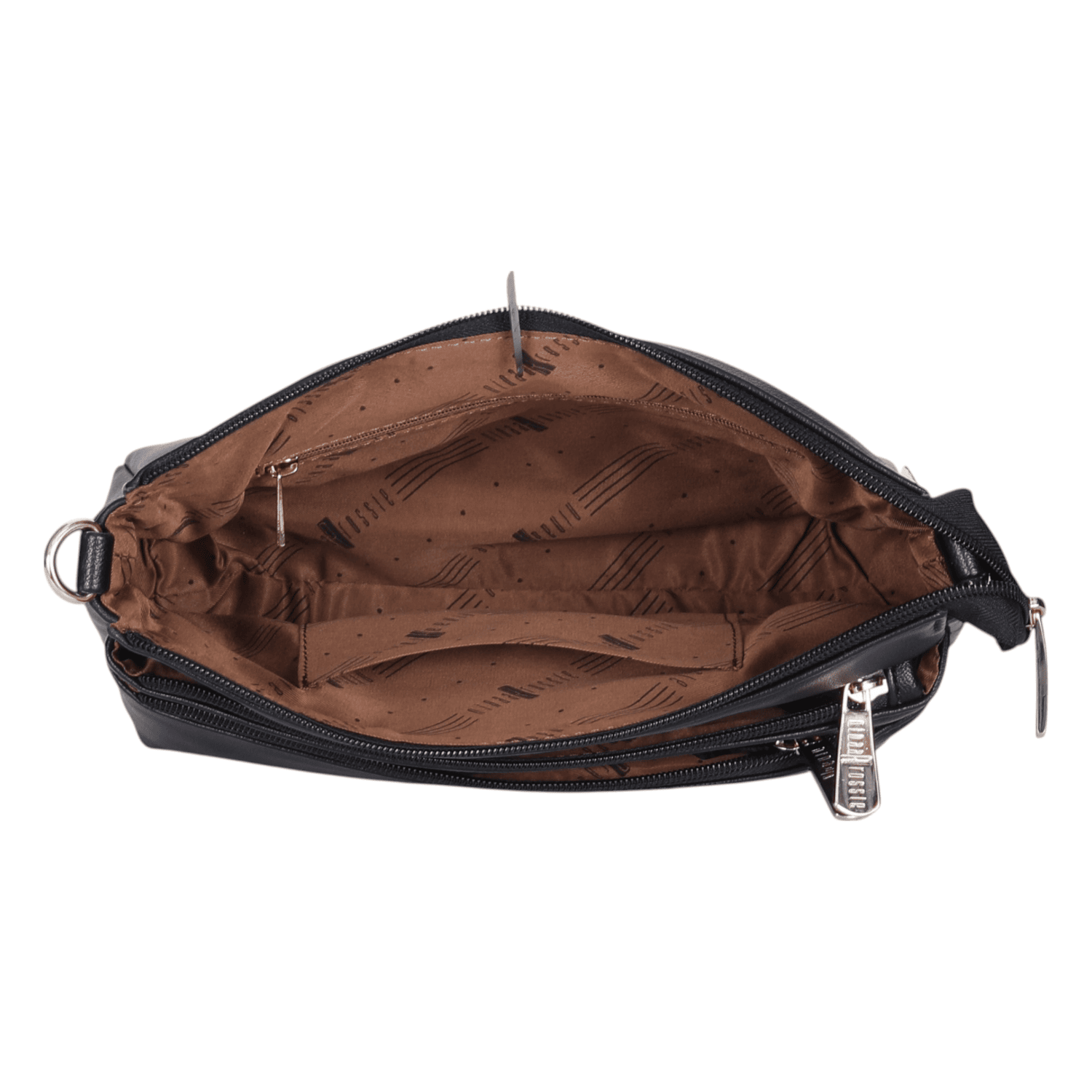 Ninaa Rossie Organized Black Multi-Pocket Crossbody Bag with Detachable Strap