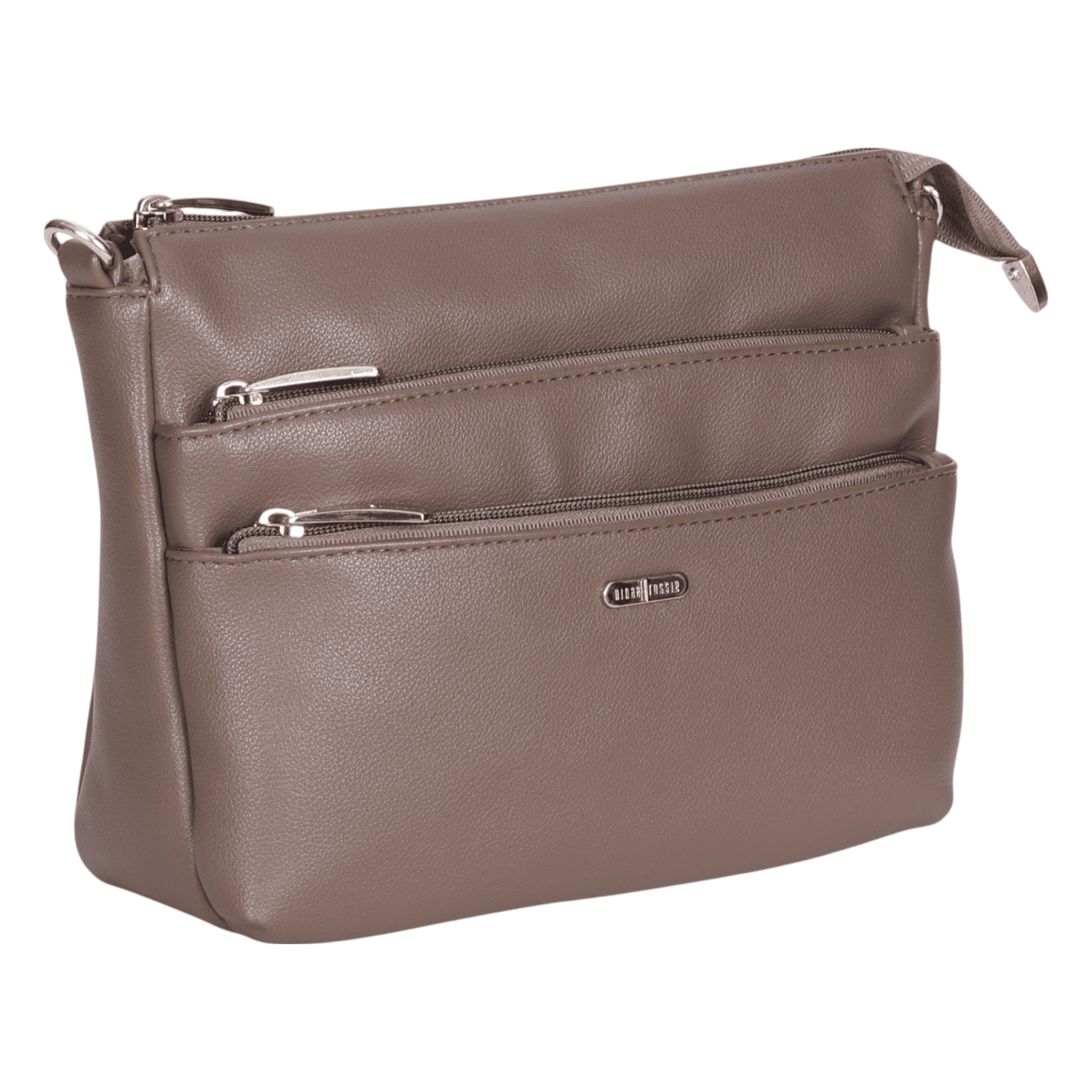 Ninaa Rossie Organized Brown Multi-Pocket Crossbody Bag with Detachable Strap