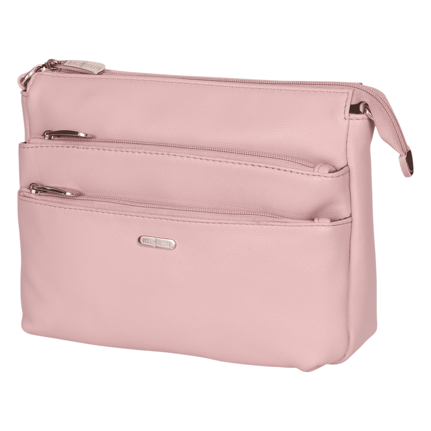 Ninaa Rossie Organized Pink Multi-Pocket Crossbody Bag with Detachable Strap