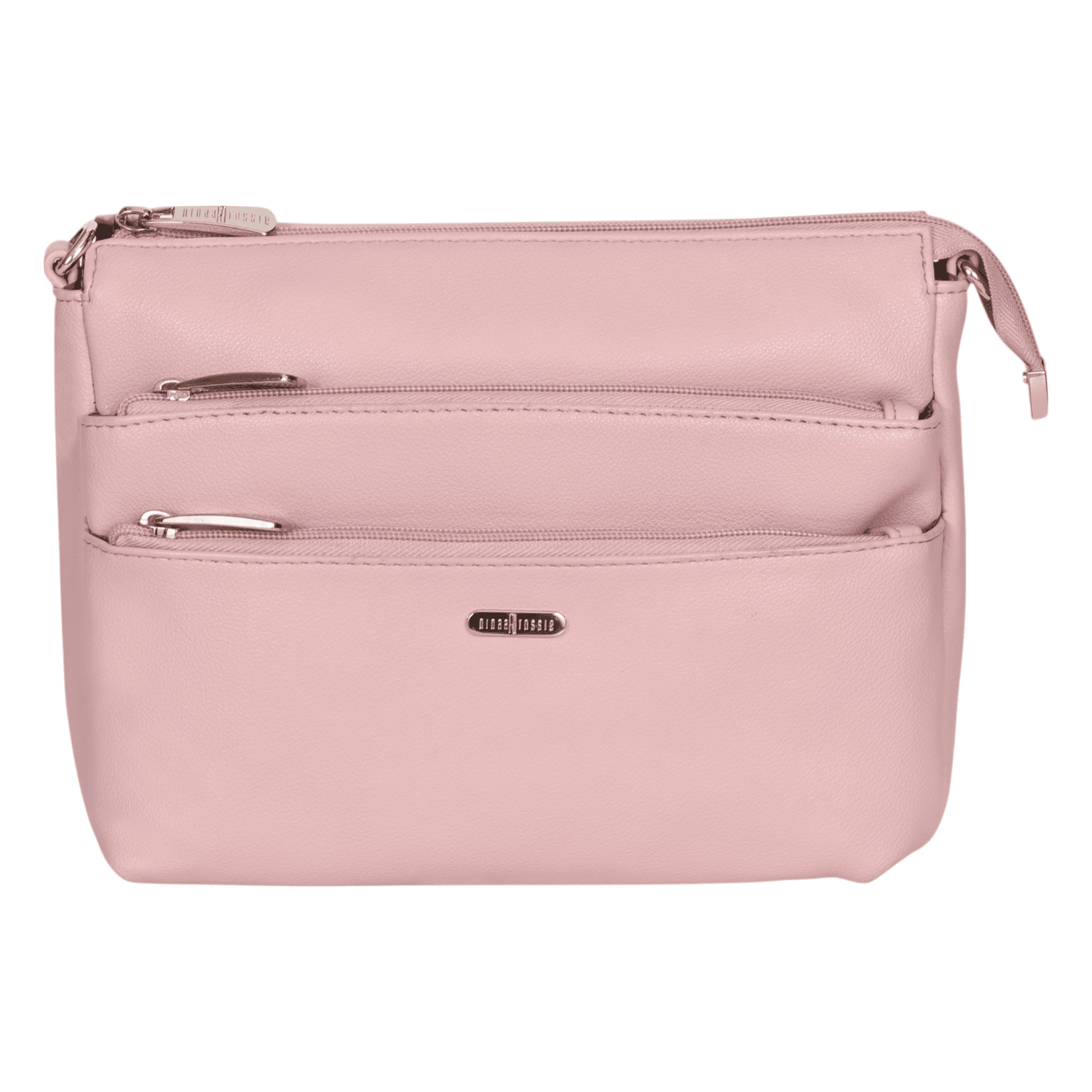 Ninaa Rossie Organized Pink Multi-Pocket Crossbody Bag with Detachable Strap