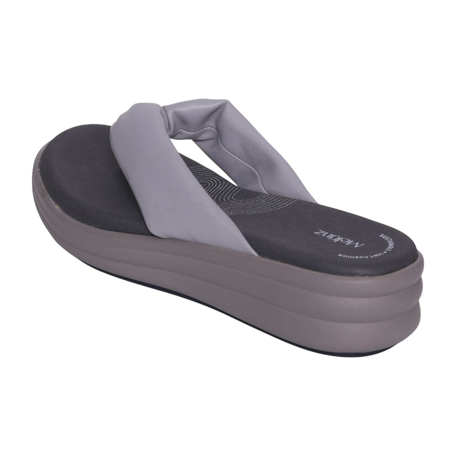 Women's Grey Knotted Strap Wedge Flip-Flops