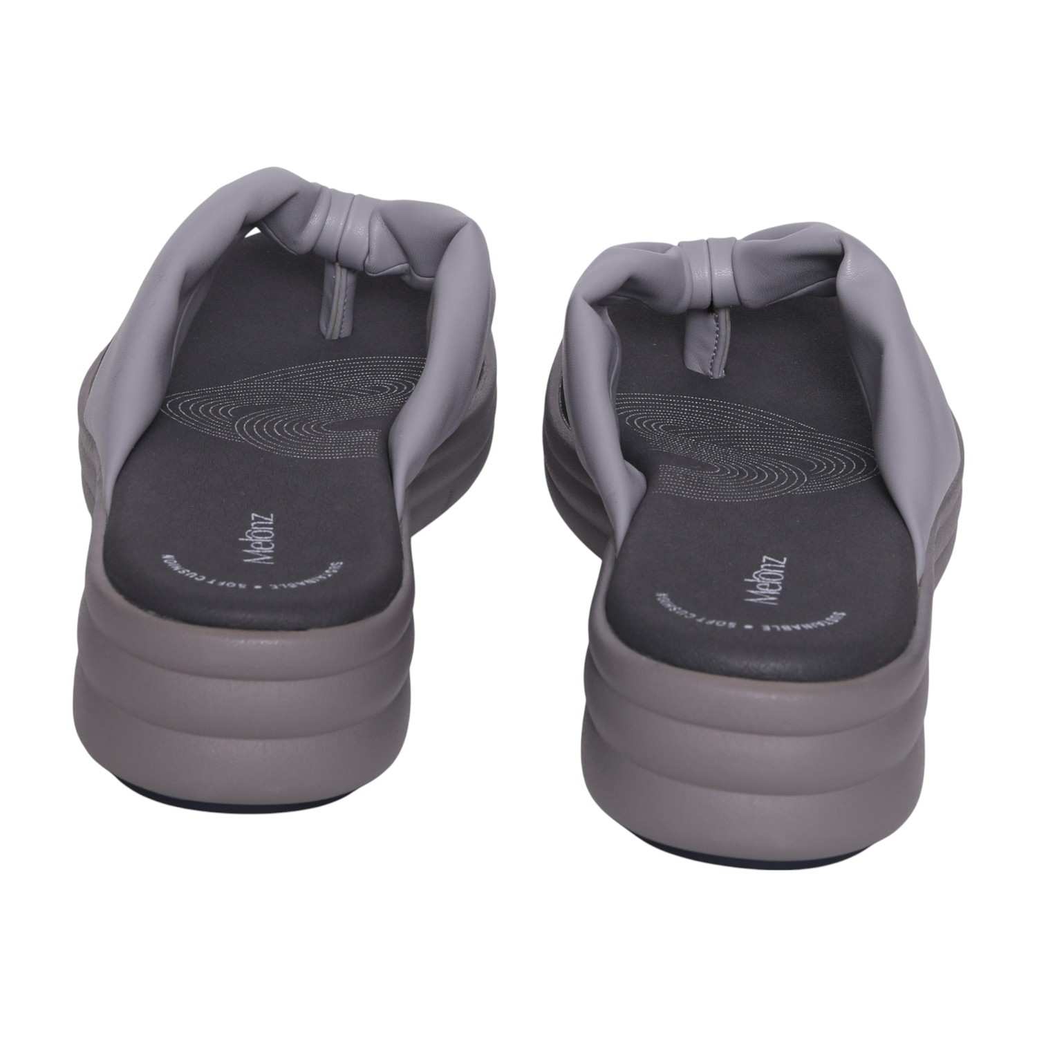 Women's Grey Knotted Strap Wedge Flip-Flops