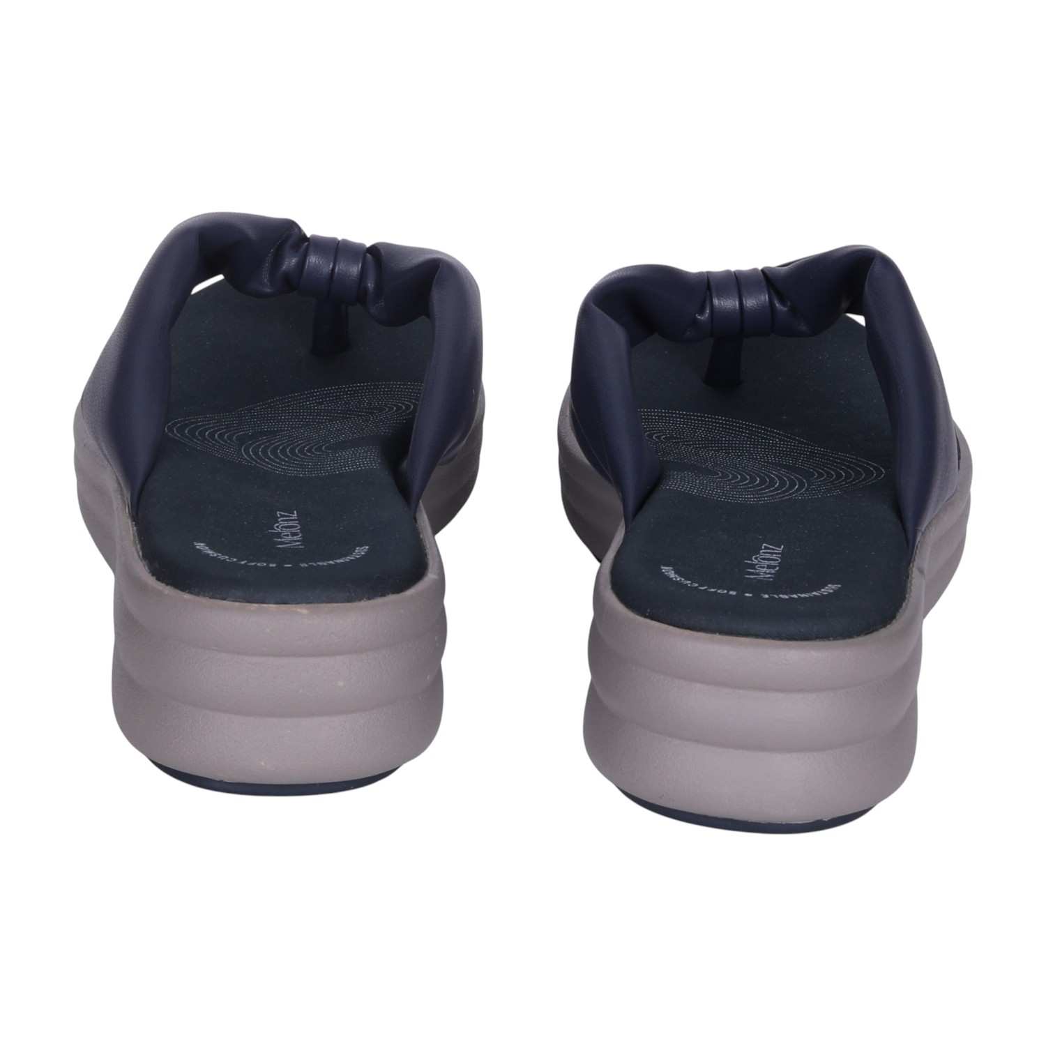 Women's Navy Blue Knotted Strap Wedge Flip-Flops