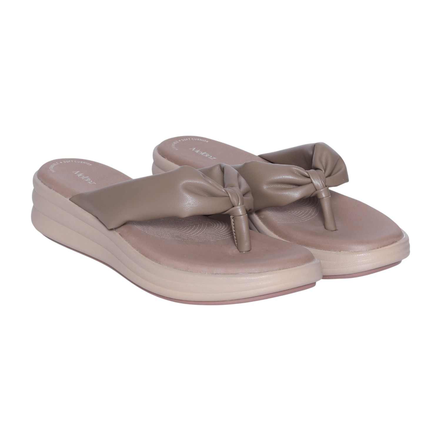 Women's Taupe Cushioned Platform Wedge Sandals