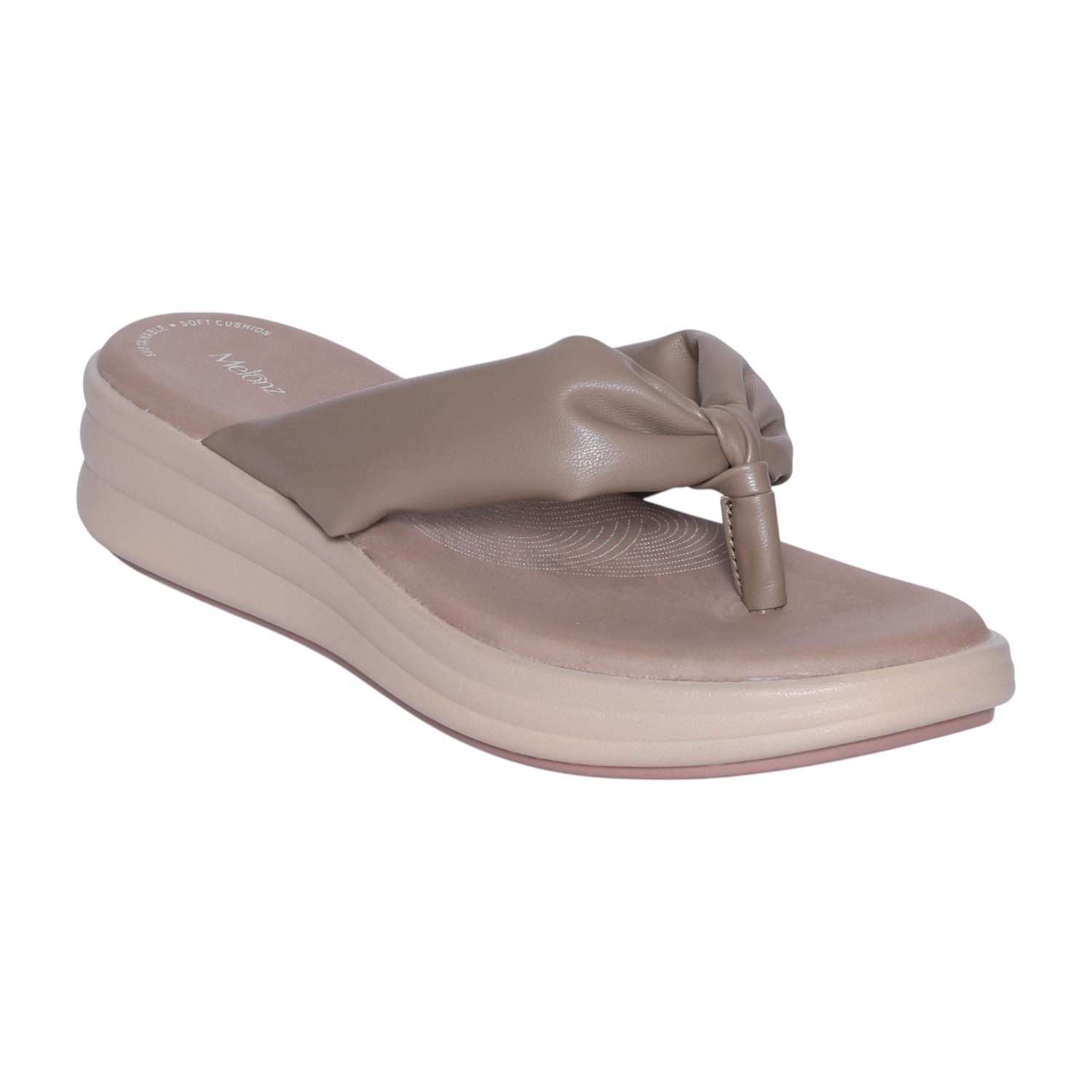 Women's Taupe Cushioned Platform Wedge Sandals