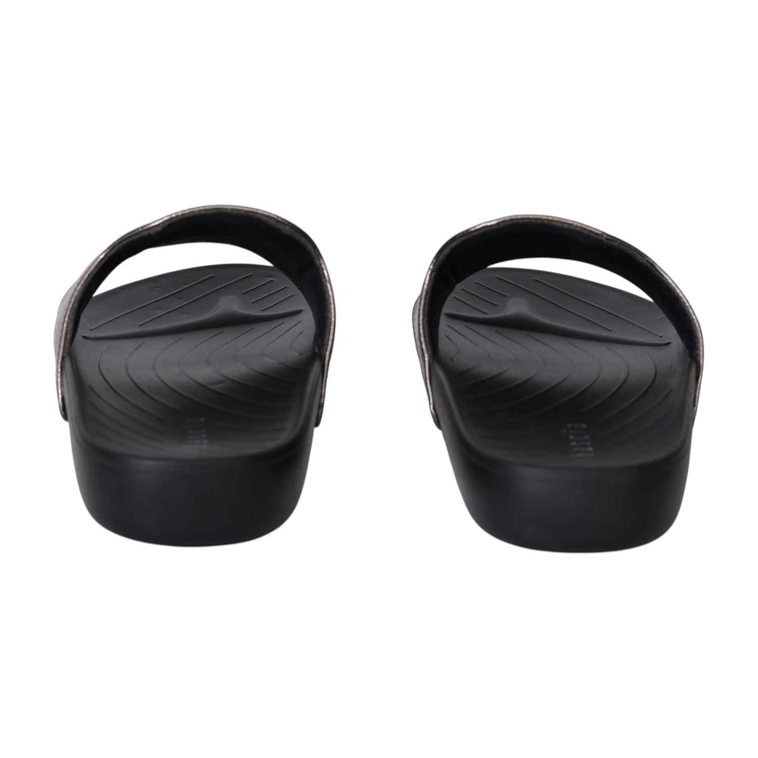 Gunmetal Luxe Comfort Slides for Women