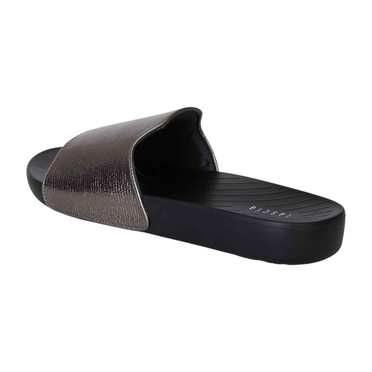 Gunmetal Luxe Comfort Slides for Women