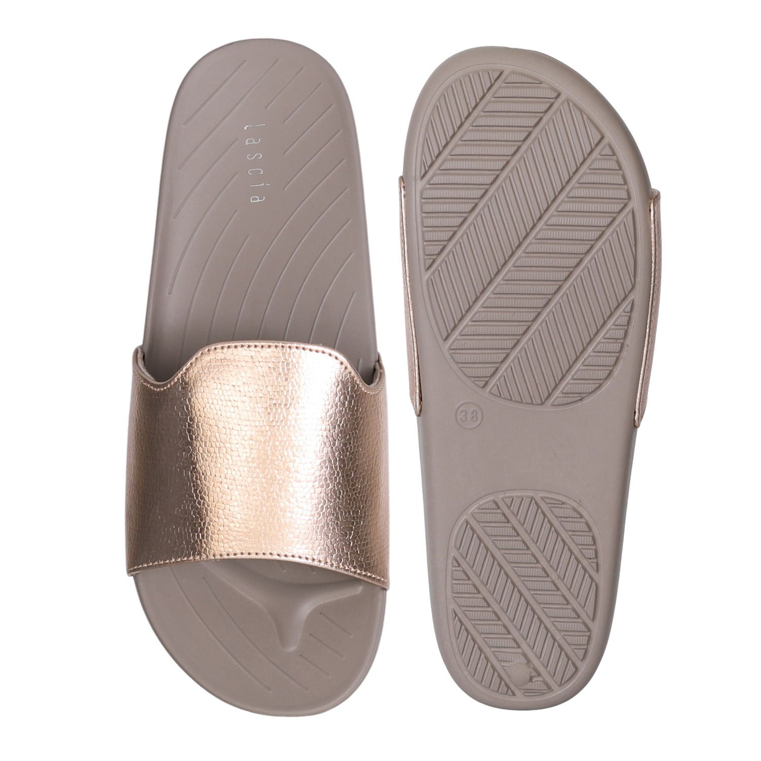 Rose Gold Luxe Comfort Slides for Women
